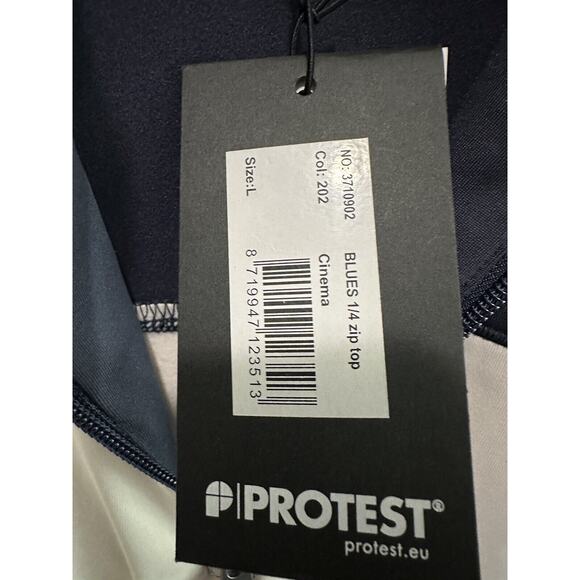 NWT Protest Men's Blues 1/4 Zip Fleece Top in Multi Cinema Size Large Light Cool - Picture 7 of 13